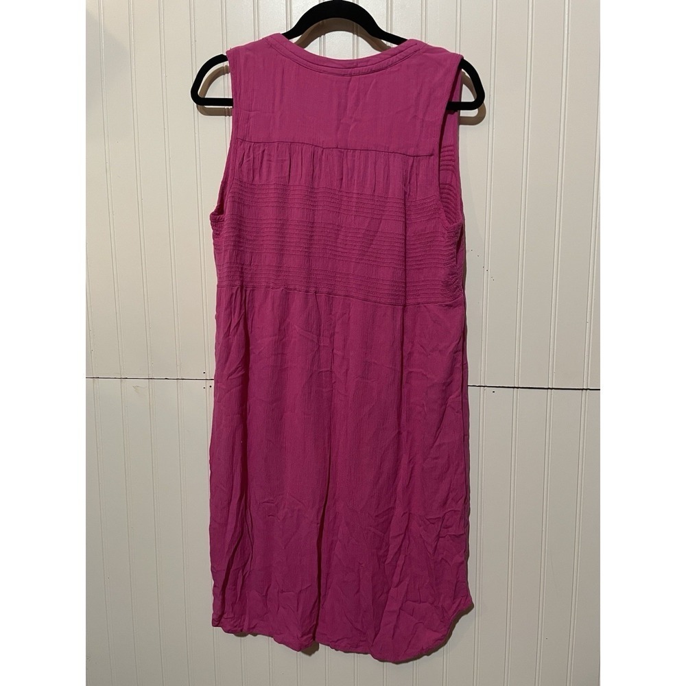 Knox Rose Women's Smocked‎ Midi Dress Pink Lace Accent Size M - Picture 4 of 6